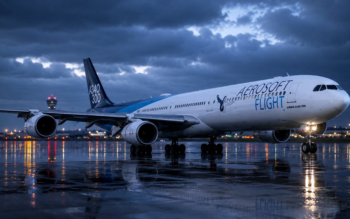 Aerosoft A340-600 Pro on the tarmac